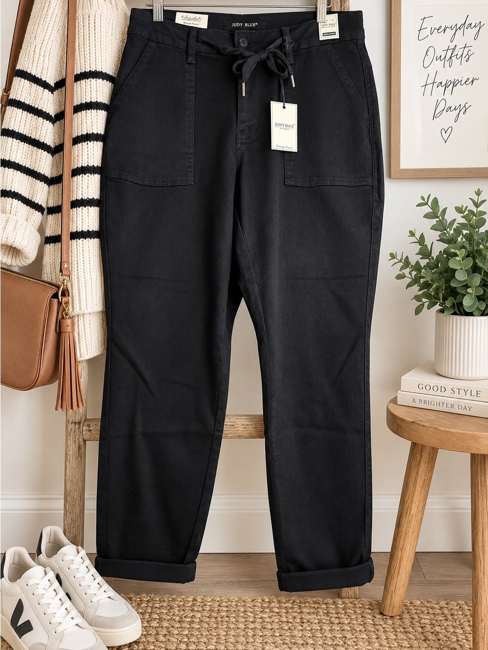 Judy Blue Black Drawstring Cargo Joggers